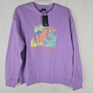 Clotee By Clote Beach Club Purple Crewneck Mens XL Coral Sweatshirt